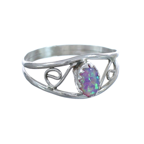 American Indian Sterling Silver Pink Opal Ring Size 4-1/2 BX119326